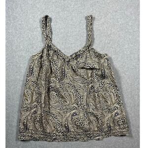 Banana Republic Silk Tank Top Medium Multicolor Paisley Print Braided Straps